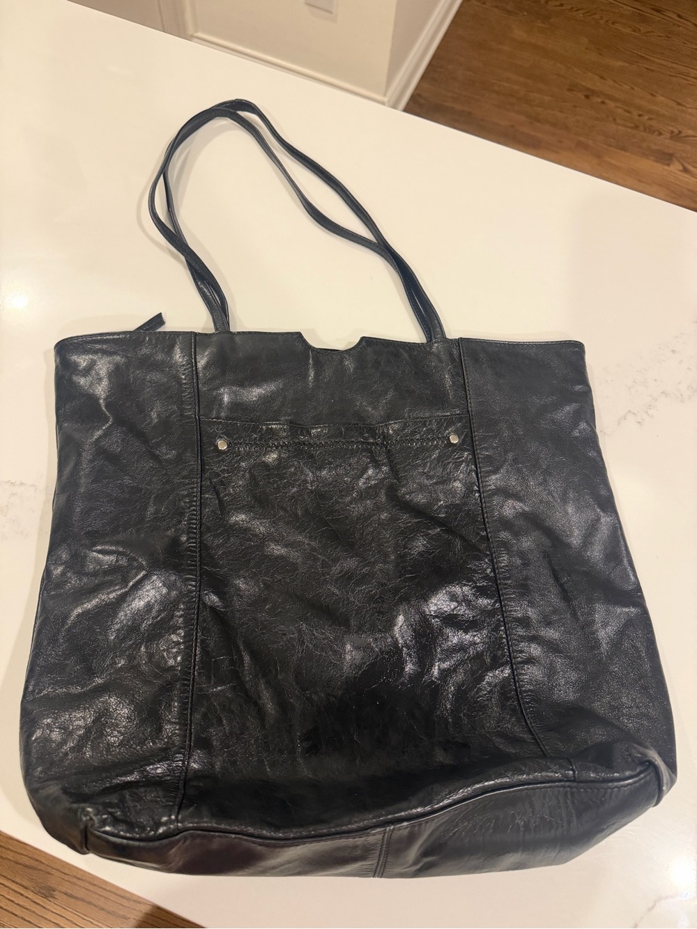 latico Black Leather Tote with Front Slip Pocket